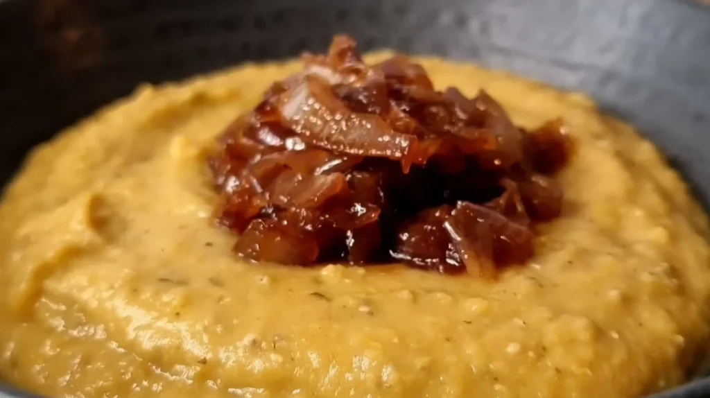 Crema di lenticchie con cipolle caramellate